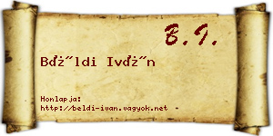Béldi Iván névjegykártya