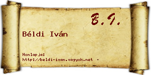 Béldi Iván névjegykártya
